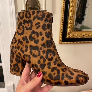 Madewell Amalia Zip Boot in Leopard Calf Hair Size 8.5